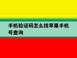 手机验证码怎么找苹果手机号查询
