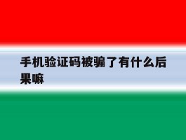 手机验证码被骗了有什么后果嘛