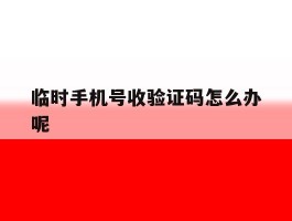 临时手机号收验证码怎么办呢