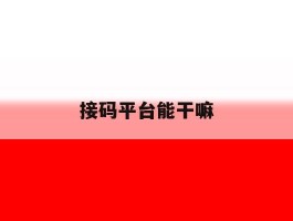 接码平台能干嘛