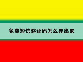 免费短信验证码怎么弄出来