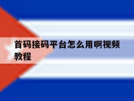 首码接码平台怎么用啊视频教程