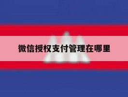 微信授权支付管理在哪里