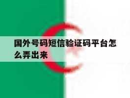 国外号码短信验证码平台怎么弄出来