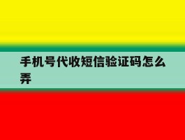 手机号代收短信验证码怎么弄