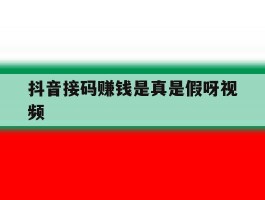 抖音接码赚钱是真是假呀视频