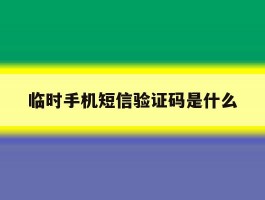 临时手机短信验证码是什么