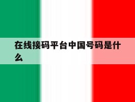 在线接码平台中国号码是什么