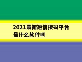 2021最新短信接码平台是什么软件啊