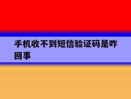 手机收不到短信验证码是咋回事