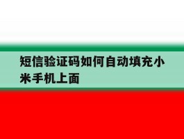 短信验证码如何自动填充小米手机上面