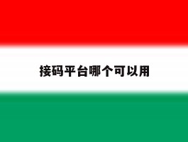 接码平台哪个可以用
