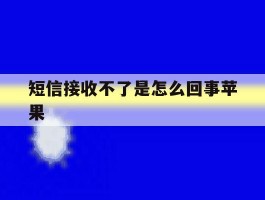 短信接收不了是怎么回事苹果