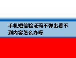 手机短信验证码不弹出看不到内容怎么办呀
