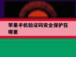 苹果手机验证码安全保护在哪里