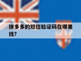 包含拼多多的短信验证码在哪里找?的词条