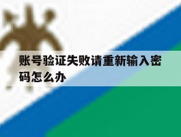 账号验证失败请重新输入密码怎么办