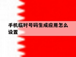 手机临时号码生成应用怎么设置