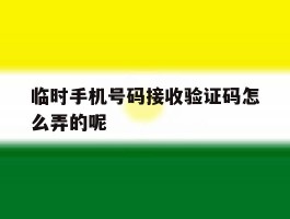 临时手机号码接收验证码怎么弄的呢