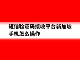 短信验证码接收平台新加坡手机怎么操作