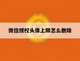 微信授权头像上限怎么删除