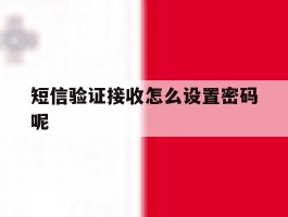 短信验证接收怎么设置密码呢
