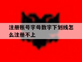 注册账号字母数字下划线怎么注册不上