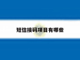 短信接码项目有哪些