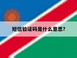 短信验证码是什么意思?