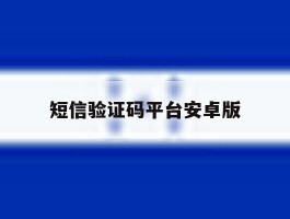 短信验证码平台安卓版