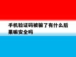 手机验证码被骗了有什么后果嘛安全吗