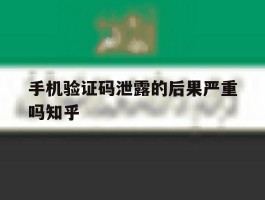 手机验证码泄露的后果严重吗知乎