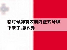 临时号牌有效期内正式号牌下来了,怎么办