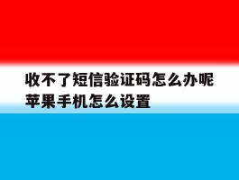 收不了短信验证码怎么办呢苹果手机怎么设置