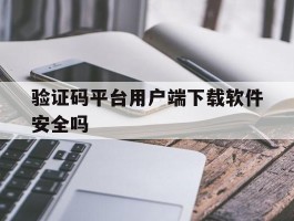 验证码平台用户端下载软件安全吗