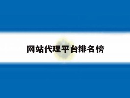 网站代理平台排名榜