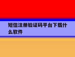短信注册验证码平台下载什么软件