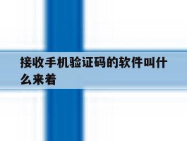 接收手机验证码的软件叫什么来着