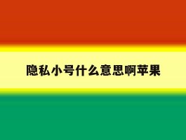 隐私小号什么意思啊苹果