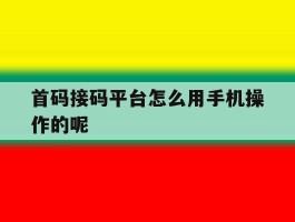 首码接码平台怎么用手机操作的呢