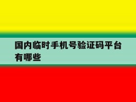 国内临时手机号验证码平台有哪些