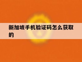 新加坡手机验证码怎么获取的