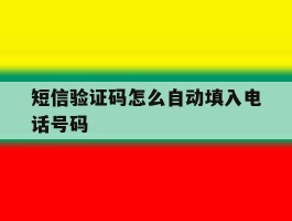 短信验证码怎么自动填入电话号码
