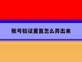 账号验证重置怎么弄出来