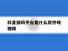 抖音接码平台是什么软件呀视频