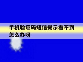 手机验证码短信提示看不到怎么办呀