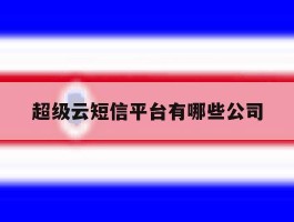 超级云短信平台有哪些公司