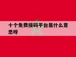 十个免费接码平台是什么意思呀