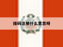 接码注册什么意思呀