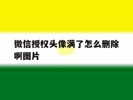 微信授权头像满了怎么删除啊图片
